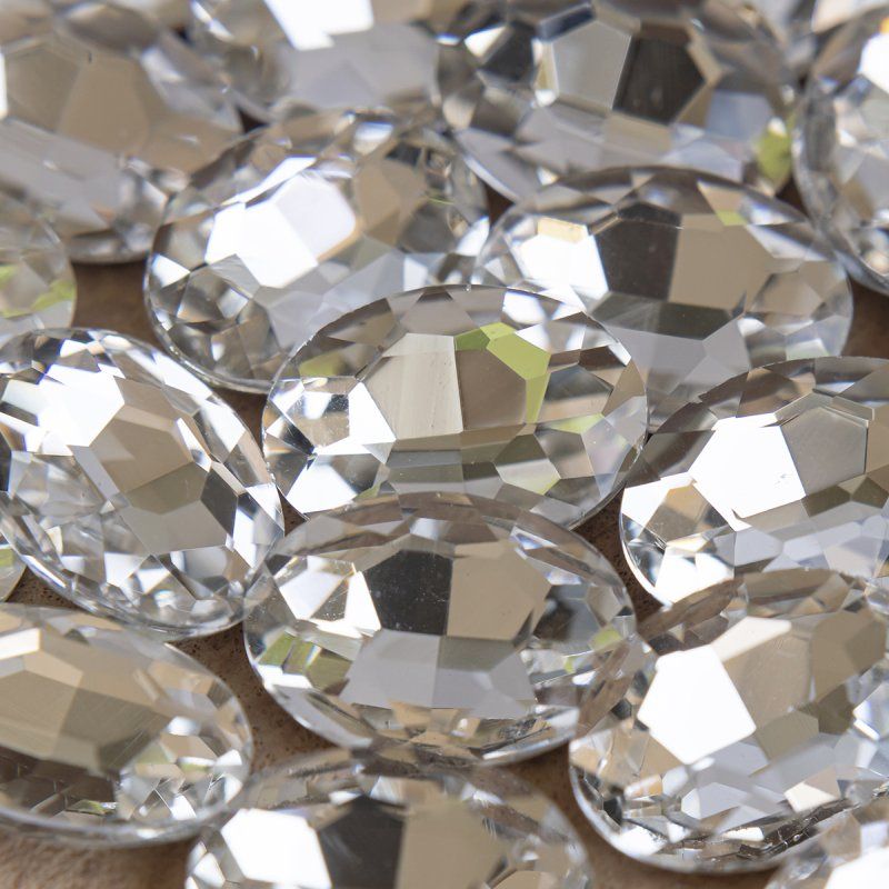 кабошон стекло кристалл, овальный, цвет cristal, 18х13 мм