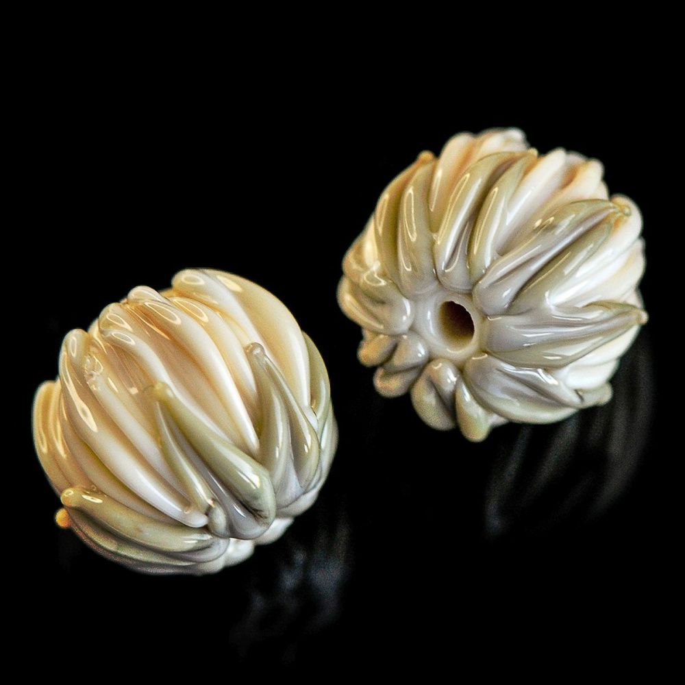 бусина, мурано "клевер", айвори, 22х15 мм