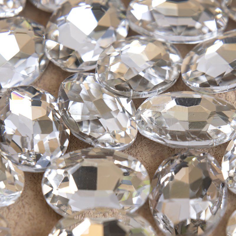 кабошон стекло кристалл, овальный, цвет cristal, 18х13 мм