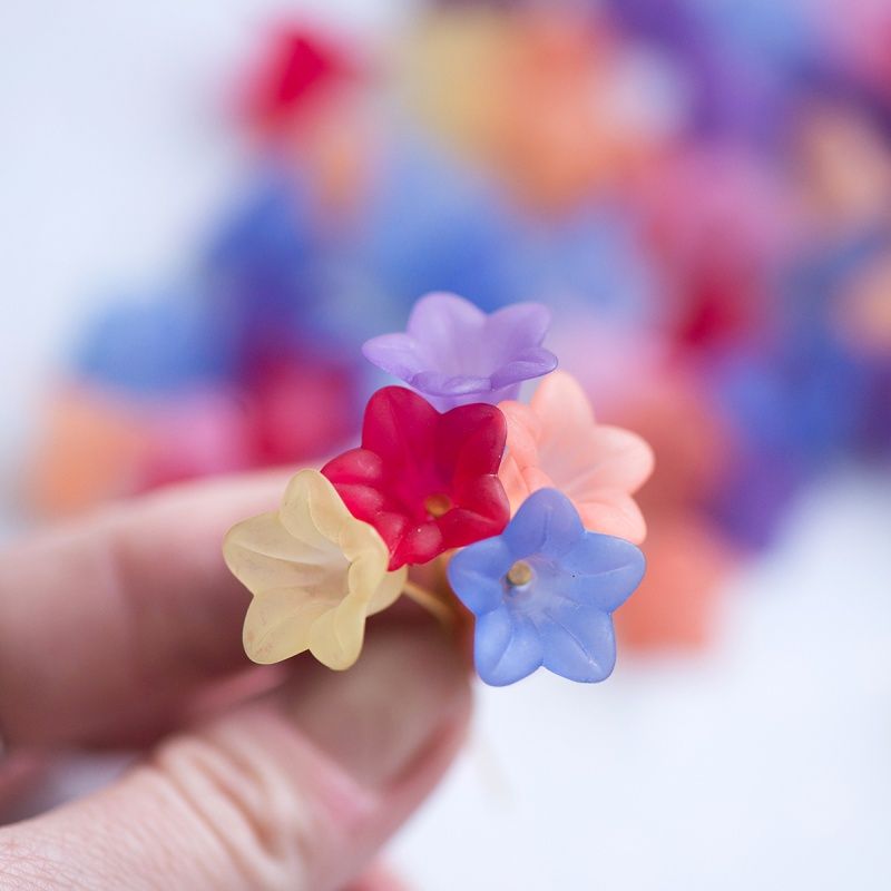 бусина, акрил "колокольчик", матовая, цветовой микс, 16х12 мм