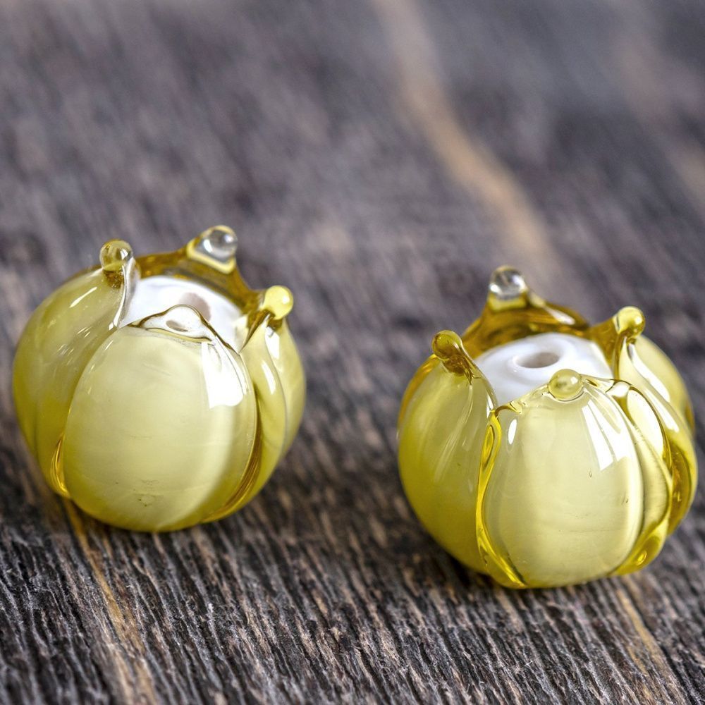 бусина, мурано "бутончик", желтый, 13х12 мм