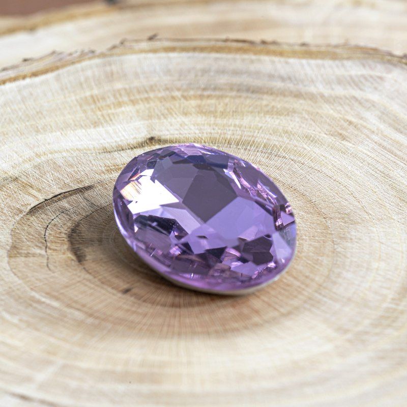 кабошон стекло кристалл, овальный, цвет tanzanite, 25х18 мм