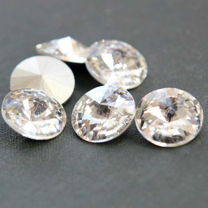 кабошон стекло риволи, цвет прозрачный, 14х7 мм