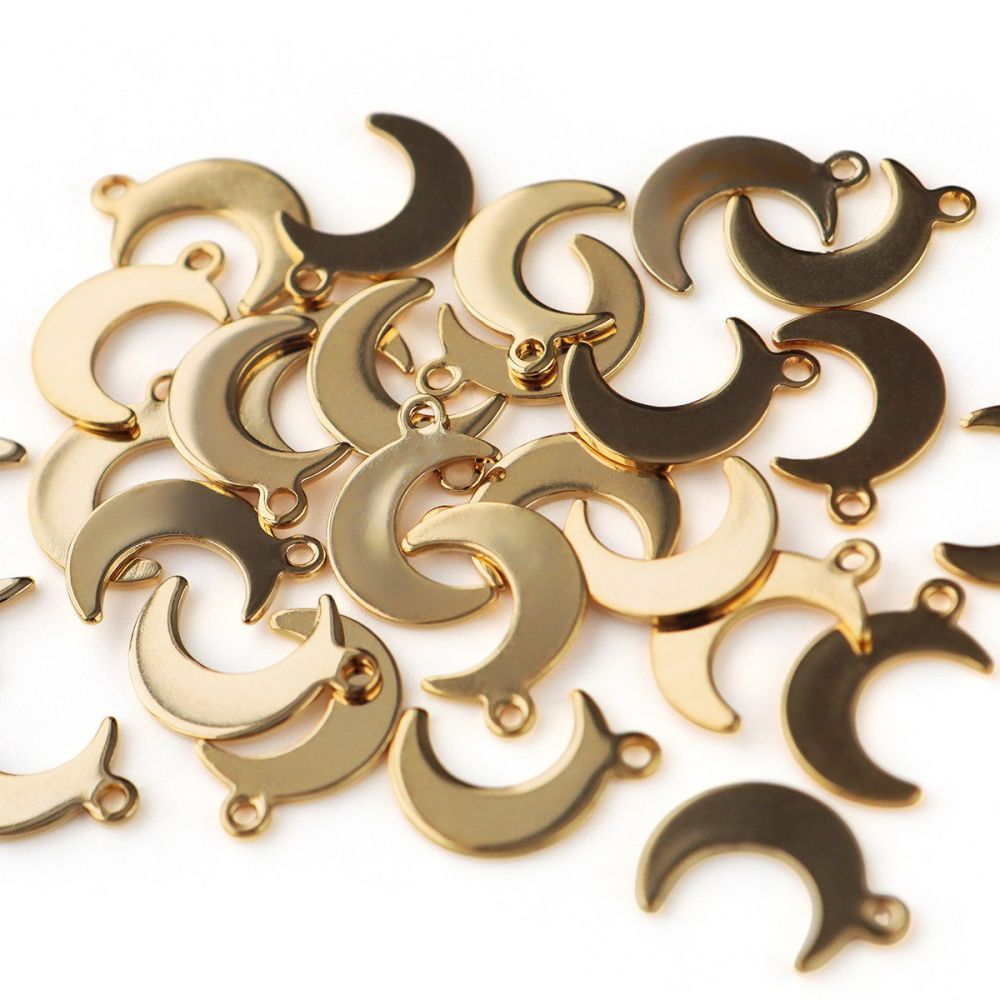 подвеска стальная "луна", цвет золото, 15.5x11x1 мм