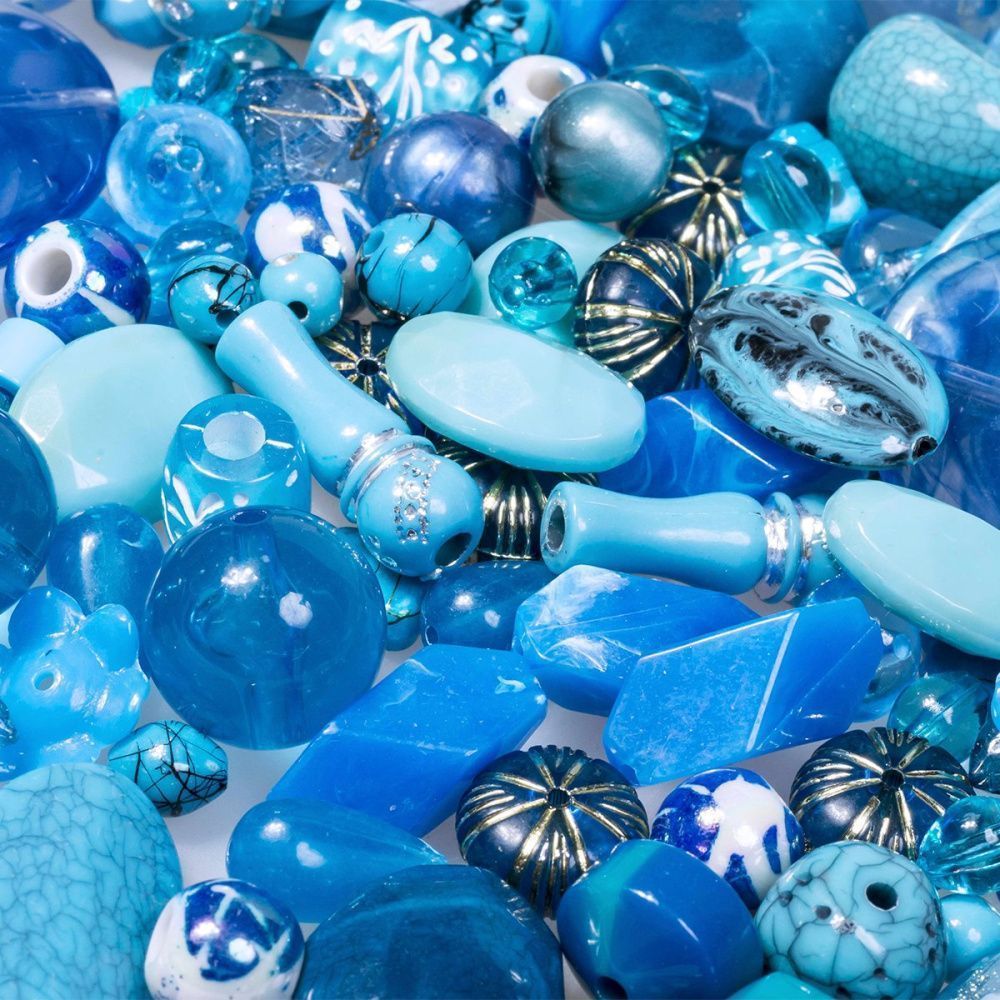 микс акриловый разной формы "фэнтэзи", цвет бирюзово-голубой (уп 20 г)