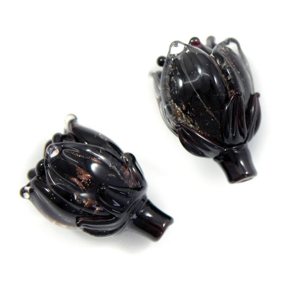 бусина, мурано "колокольчик", фигурная, черный, 17х14 мм