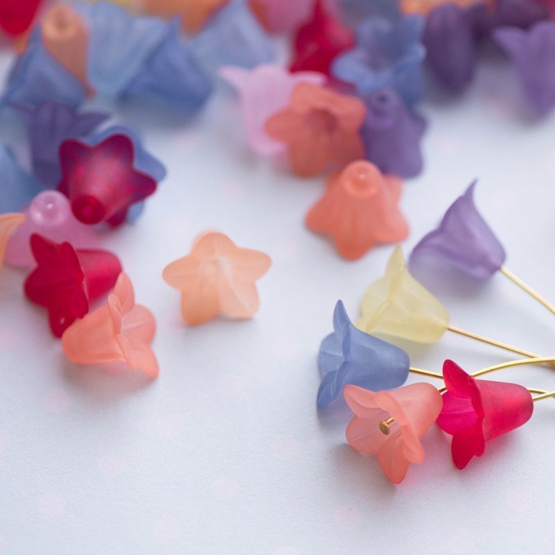 бусина, акрил "колокольчик", матовая, цветовой микс, 16х12 мм