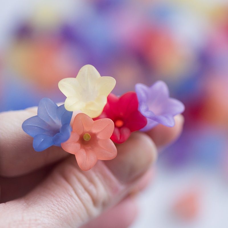 бусина, акрил "колокольчик", матовая, цветовой микс, 16х12 мм