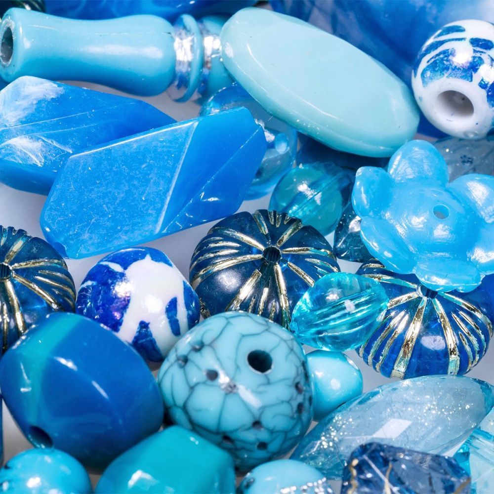 микс акриловый разной формы "фэнтэзи", цвет бирюзово-голубой (уп 20 г)