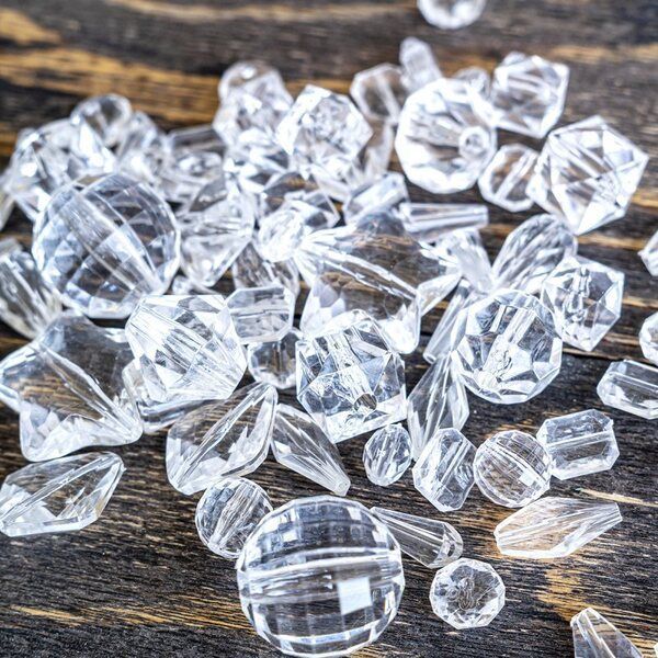 микс акриловый разной формы "кристалл", цвет прозрачный (уп 20 г)