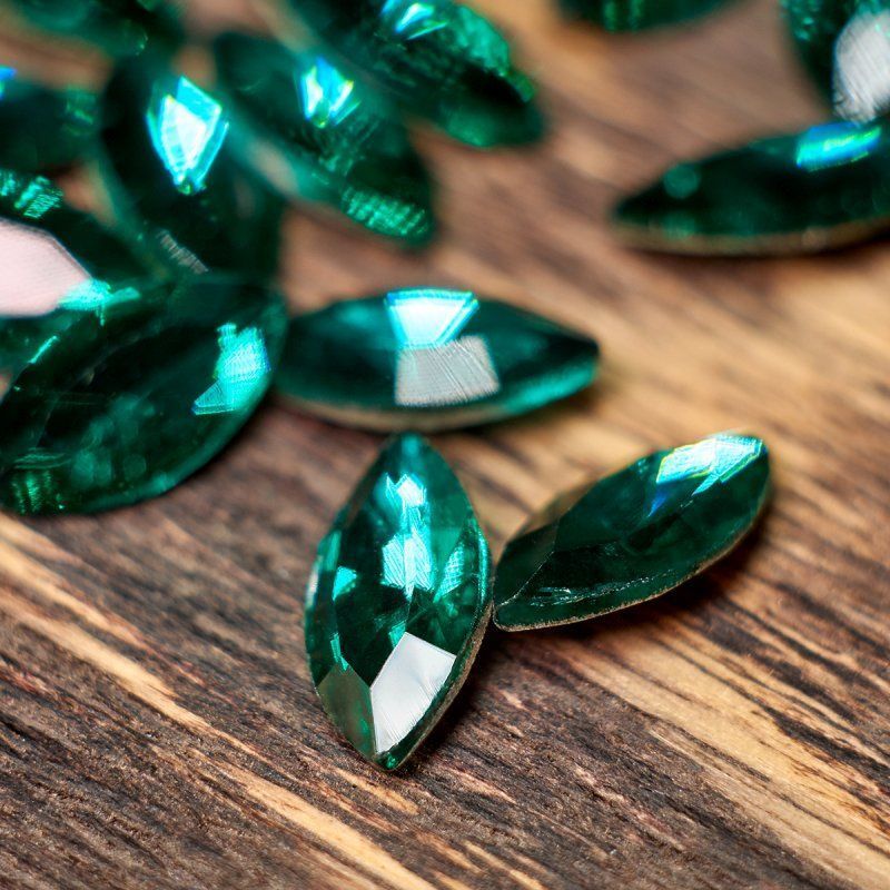 кабошон стекло кристалл, navette, цвет blue zircon, 12х6 мм