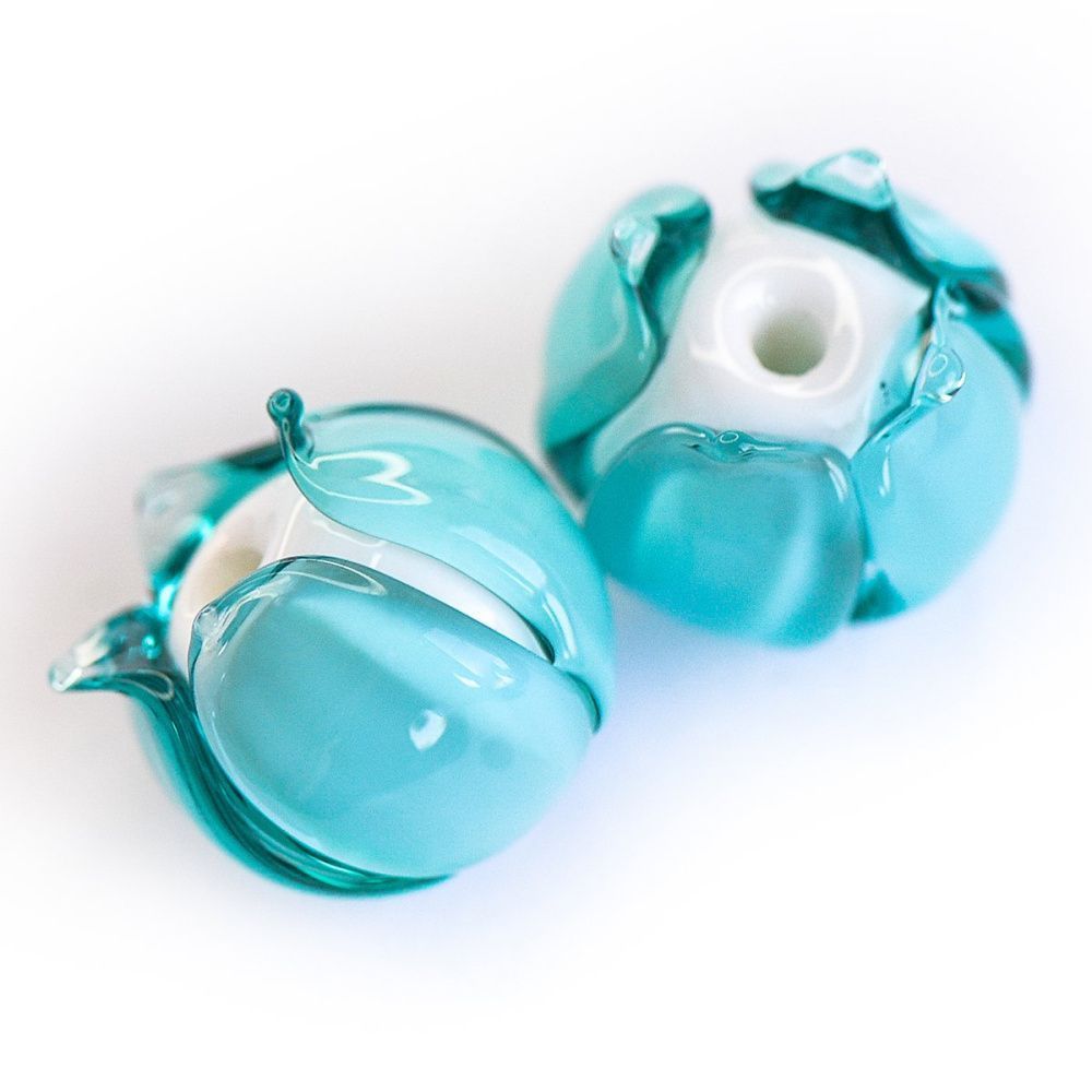 бусина, мурано "бутончик", светло-изумрудный, 13х12 мм