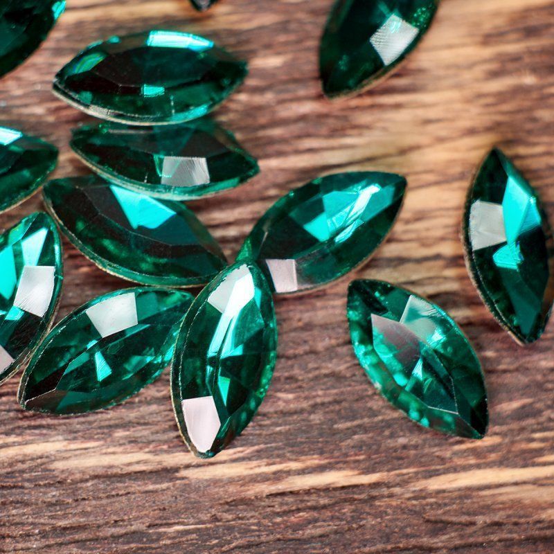 кабошон стекло кристалл, navette, цвет blue zircon, 12х6 мм