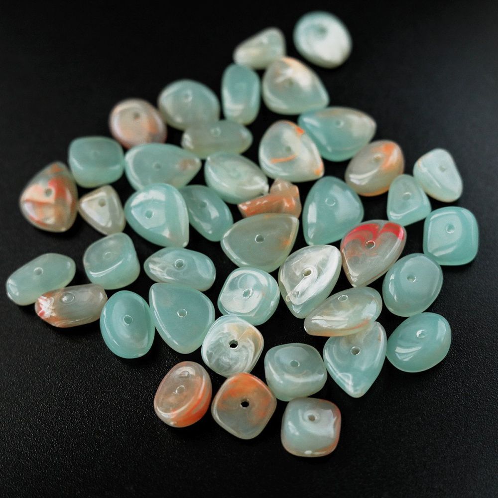 бусина, акрил "наггет", цвет зеленый, 10-14.5x7-11x4.5-6 мм