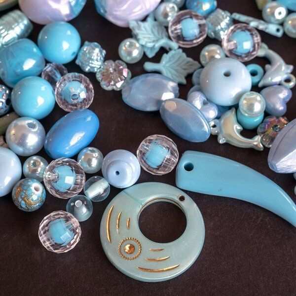 микс акриловый разной формы "фэнтэзи", цвет бирюзово-голубой (уп 20 г)