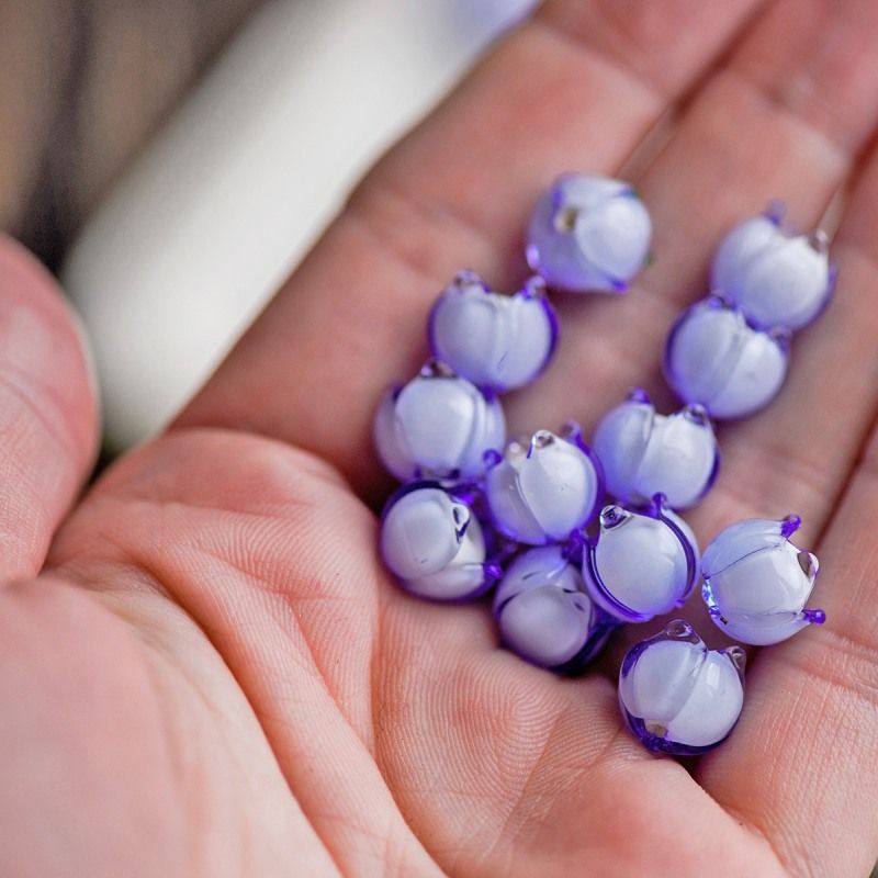 бусина, мурано "ландыш", светло-барвинковый, 7х7 мм