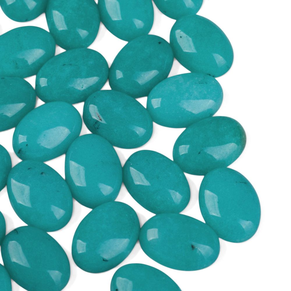 кабошон амазонит синтетич. овальный, цвет бирюзовый приглушенный, 18x13x6 мм