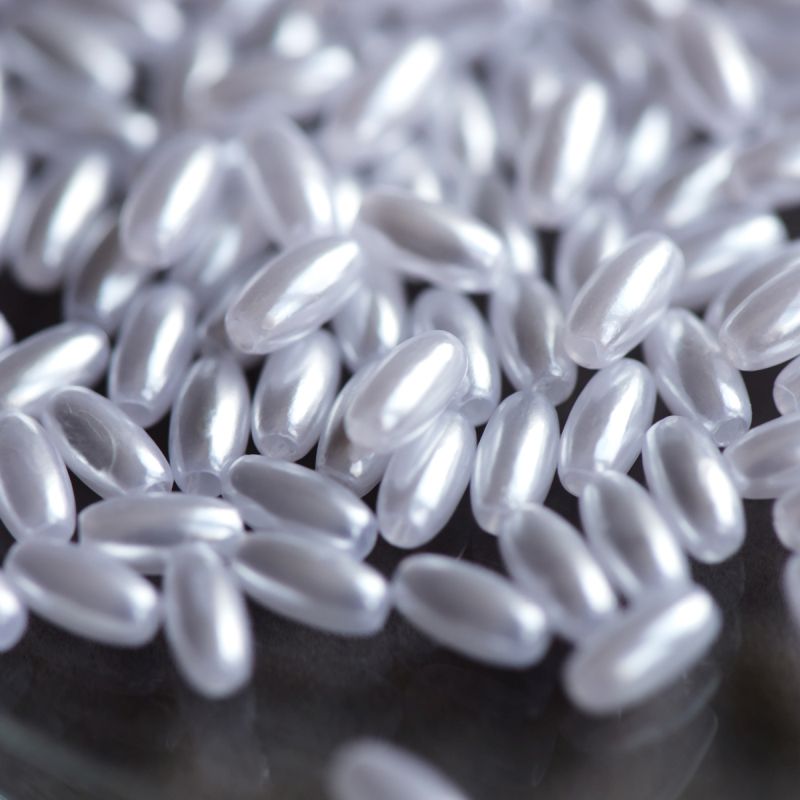 бусина, имитация жемчуга "рис", акрил, цвет белый, 8х4 мм (уп 5 г)