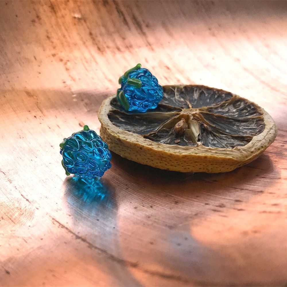 бусина, мурано "малинка", голубой, 15х12 мм