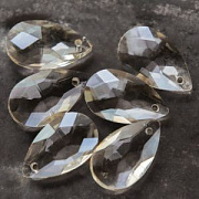 Подвеска стеклянная "Капля", граненая, цвет шампанского, 22х13 мм