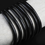 Шнур кожаный, цвет черный, диаметр 5 мм