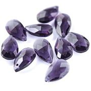 Подвеска стеклянная "Капля", граненая, цвет фиолетовый, 22х13 мм