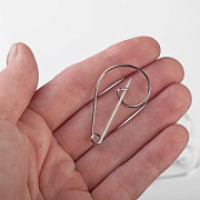 Основа для броши "Булавка", цвет платина, 24x37.5x4.5 мм