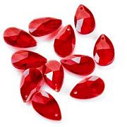 Подвеска стеклянная "Капля", граненая, цвет красный, 22х13 мм