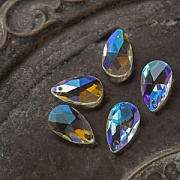 Подвеска стеклянная "Капля", граненая, цвет прозрачный АВ, 22х13 мм