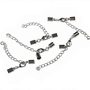 Концевик для шнура "Цилиндр" с удлинителем, цвет платина, 10х5.5 мм