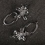 Замок для украшений "Лилия", покрытие платина/циркон, 35.5x18.5 мм