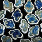 Бусина, керамика "Облако-антик", цвет синий, 10-12x16-16.5x6-6.5 мм