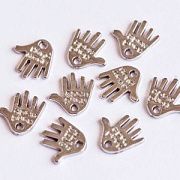 Подвеска акрил "Hand made", цвет серебристый, 12.5x12.5x2 мм