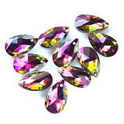 Подвеска стеклянная "Капля", граненая, цвет мультиколор, 22х13 мм