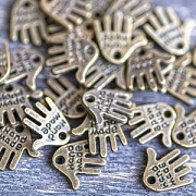 Подвеска акриловая "Hand made", цвет античная бронза, 12.5x12.5x2 мм