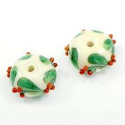 Бусина, Мурано "Клюква", абакус,15х9 мм