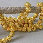Бусина лава натуральная 12, цвет золотой металлик, 12 мм