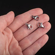 Замочек-лобстер, 304 Stainless Steel, цвет стальной, 13x8x3.9 мм