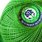 Нить хлопковая "Ирис", цвет 3910 - зеленый, 25 г