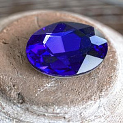 Кабошон стекло Кристалл, овальный, цвет синий, 30х20 мм