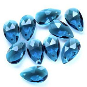 Подвеска стеклянная "Капля", граненая, цвет стальной синий, 22х13 мм