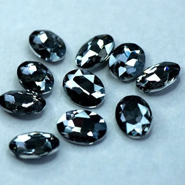 кабошон стекло кристалл, овальный, цвет black diamond, 25х18 мм