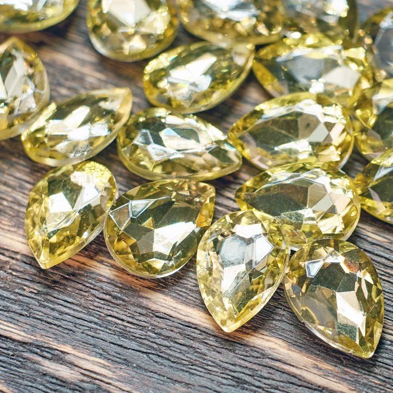 кабошон стекло кристалл, каплевидный, цвет jonquil, 18х13 мм