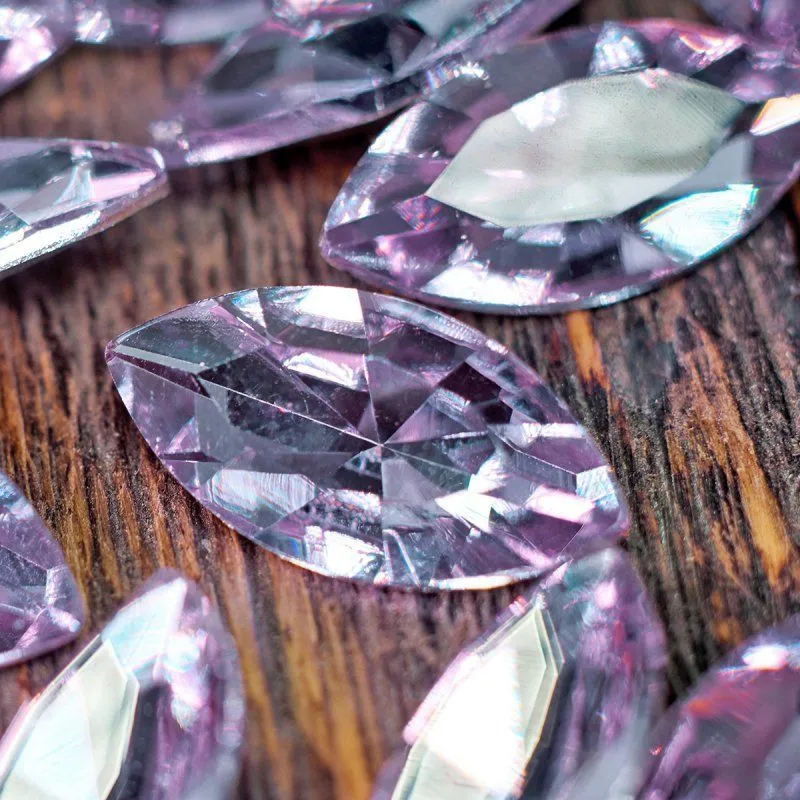 кабошон стекло кристалл, navette, цвет tanzanite, 18х9 мм