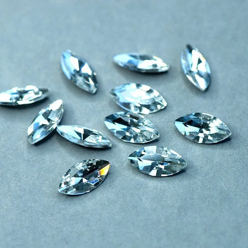 кабошон стекло кристалл, navette, цвет crystal, 18х9 мм