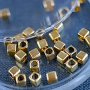 ЕС бусина металл "Куб", цвет античное золото, 6х6х6 мм