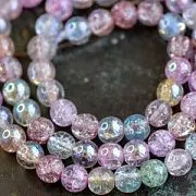 Бусина, стекло "Кракле", цвет пастельный микс АВ, 6 мм