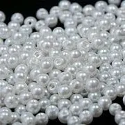 Бусина, имитация жемчуга, стекло 6, цвет белый, 6 мм 