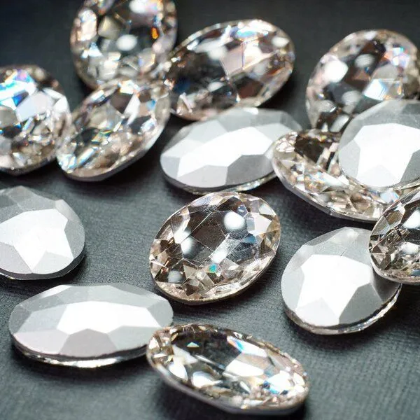 кабошон стекло кристалл, овальный, цвет crystal, 25х18 мм