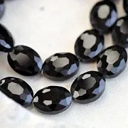 Бусина, стекло овальная, граненая, цвет черный, 16x13x7 мм